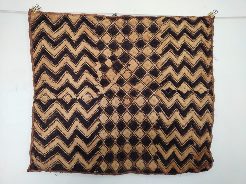 Vintage Kuba Cloth Raffia Textile Traditional African woven Tribal Congo item894 gallery
