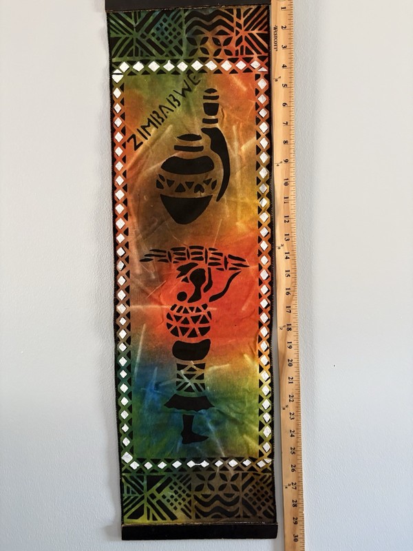 African Batik Art Cloth Unframed, 9x30 Inches Hand Painted From Zimbabwe gallery