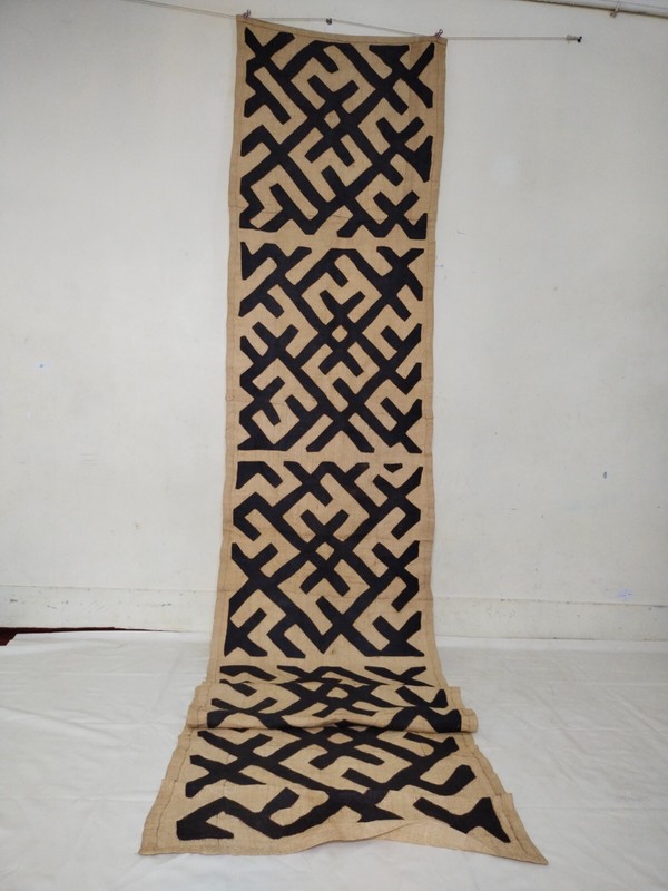 Vintage Kuba long Raffia Textile Traditional African Tribal woven Congo it1221 gallery