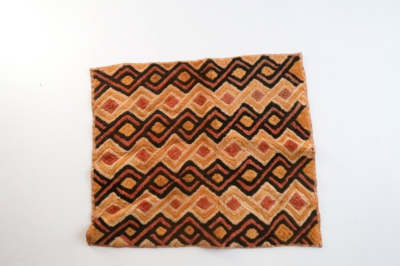 NEW Vintage African Kuba Shoowa Cloth Raffia Textile Panel 26x23 Kasai Velvet 13 gallery