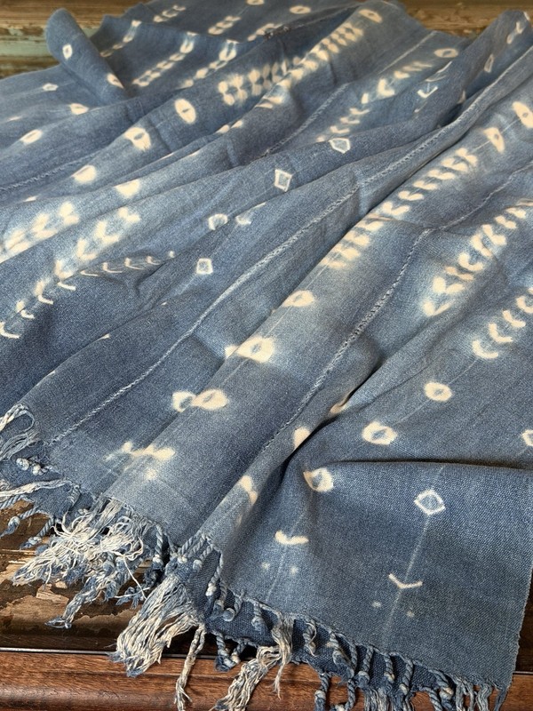 Vintage African Indigo Denim Shibori Mudcloth | No. 73