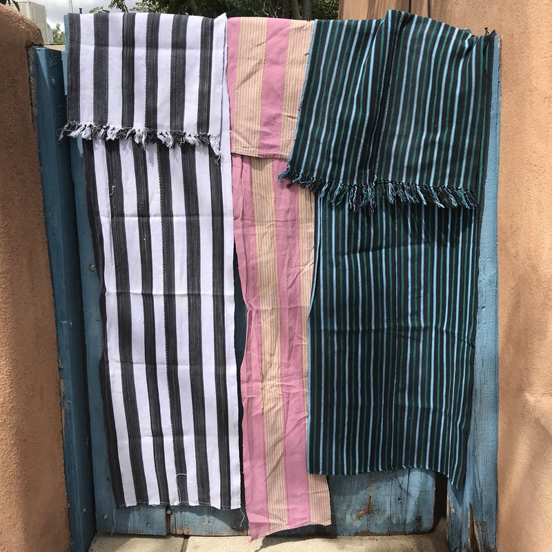 Handmade Antique African Indigo Striped 3 Scarf Set
