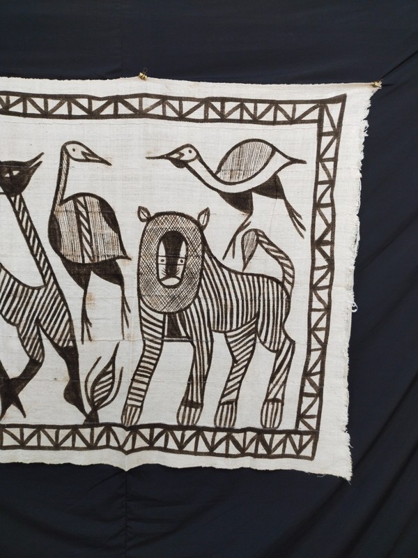 Vintage African Korhogo Mud Cloth Côte d’Ivoire Hand Painted Tribal Textile Rust gallery