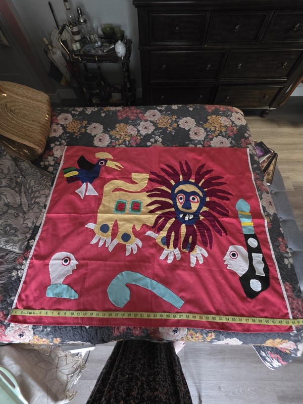 Vintage West Africa FON Appliqué Lion King Patchwork Hand Sewn Textile Tapestry gallery