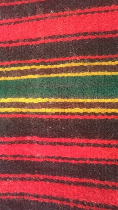 Vintage Handmade Ghardaia Wool Textile 35x35cm Red Striped Saharan Berber Woven gallery