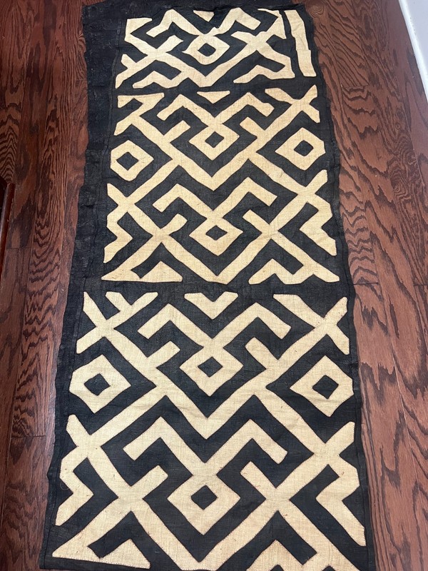 genuine 11 feet African (Congo) Kuba Raffia cloth fabric, natural woven handmade gallery