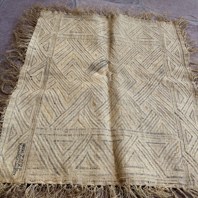 Vtg Kuba Cloth Raffia hand woven 31 X 27 Traditional African Tribal Zaire 1973 gallery