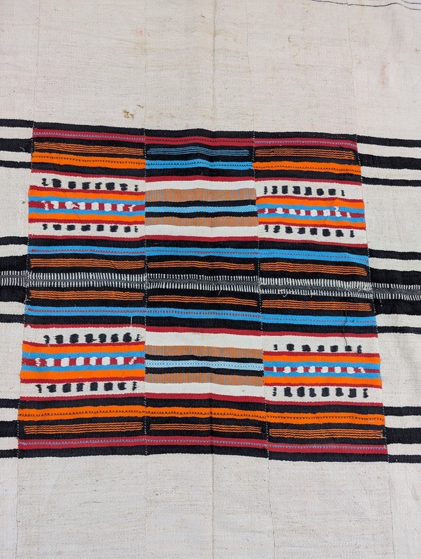 Vintage African Handwoven Patchwork Ghanaian Multicolor Textile 82x51in gallery