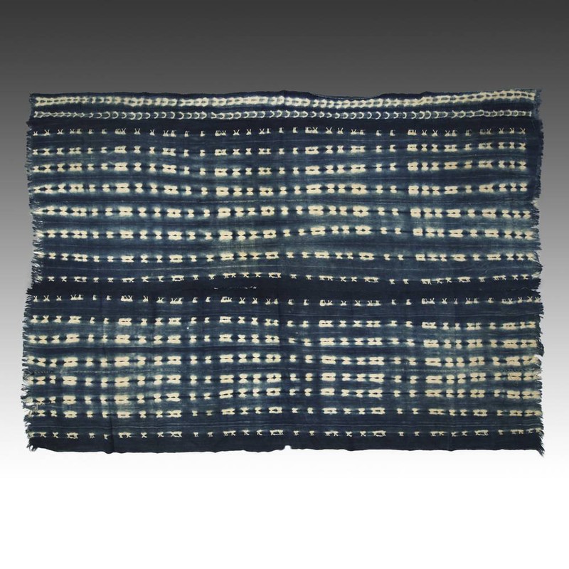 WOMAN’S WRAP SKIRT MOSSI INDIGO HAND DYE COTTON BURKINA FASO W. AFRICA 20TH C