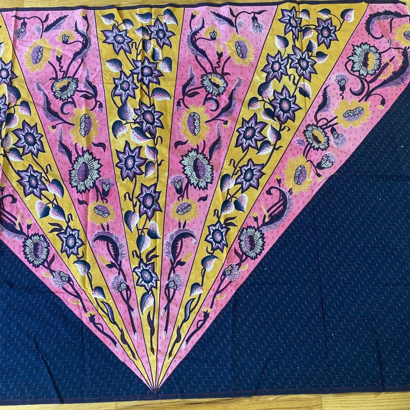 African Batik Veritable Wax Indigo Cotton Panel Navy Blue Pink Yellow 45 X 58 gallery