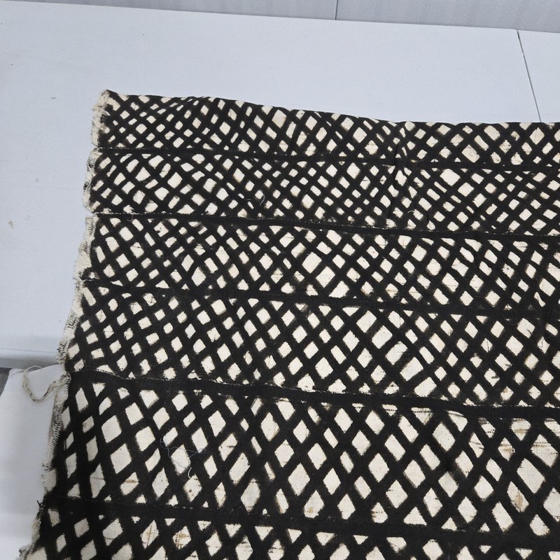 African Textile Art Mud Cloth | Geometric Grid Pattern | 69 x 49 inches gallery