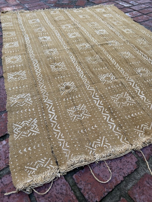 Vintage African Mustard Yellow Mudcloth 54” L x 42” W Textile | No. 113