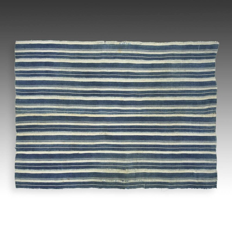 WOMAN’S WRAP SKIRT MOSSI INDIGO HAND DYE COTTON BURKINA FASO W. AFRICA 20TH C