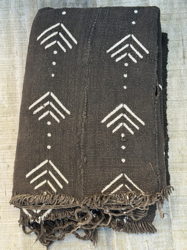 Vintage African Mudcloth Black Textile Throw 59” L x 41” W Textile | No. 129 gallery