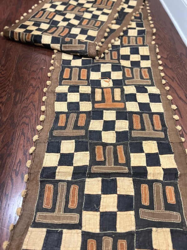 genuine 13 feet African (Congo) Kuba Raffia cloth fabric, natural woven handmade