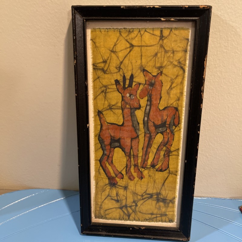 Vintage Original Painting On Fabric African Culture Handmade Wall Art Textile-BB