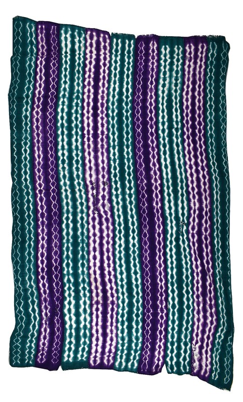 Purple and Green Yoruba Tie-Dyed Textile Nigeria 63x38 inch gallery
