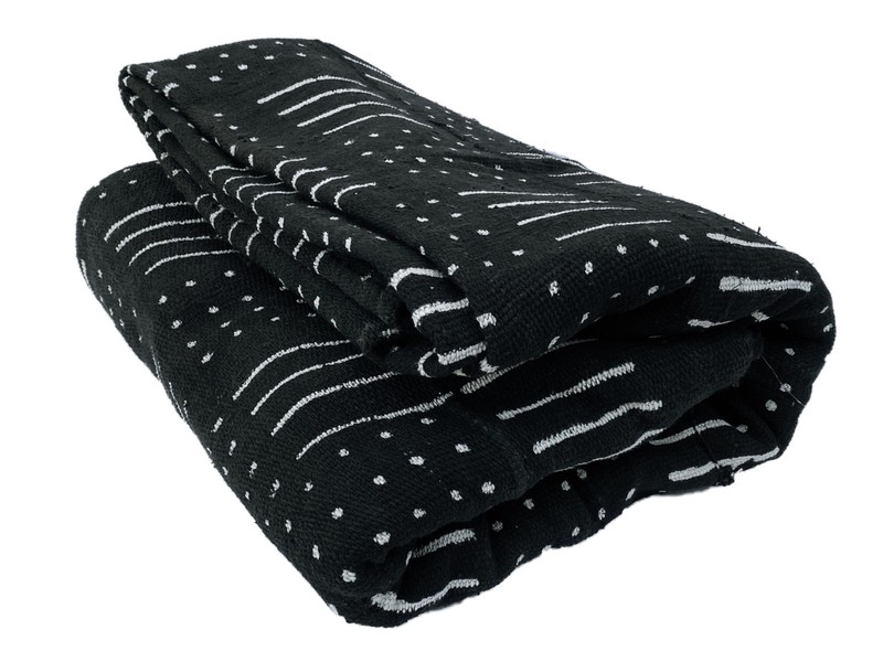 # 3849 LG African Black and White Mud Cloth Textile Mali 63" by 85" gallery