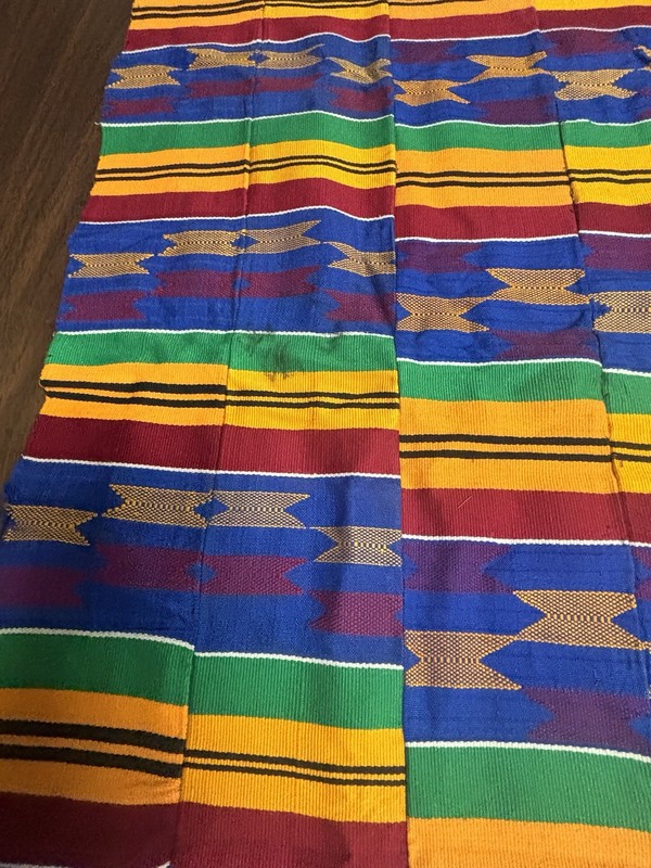 Beautiful Vintage African Hand Woven Ashanti Kente Cloth Ghana Textile 60”x16” gallery