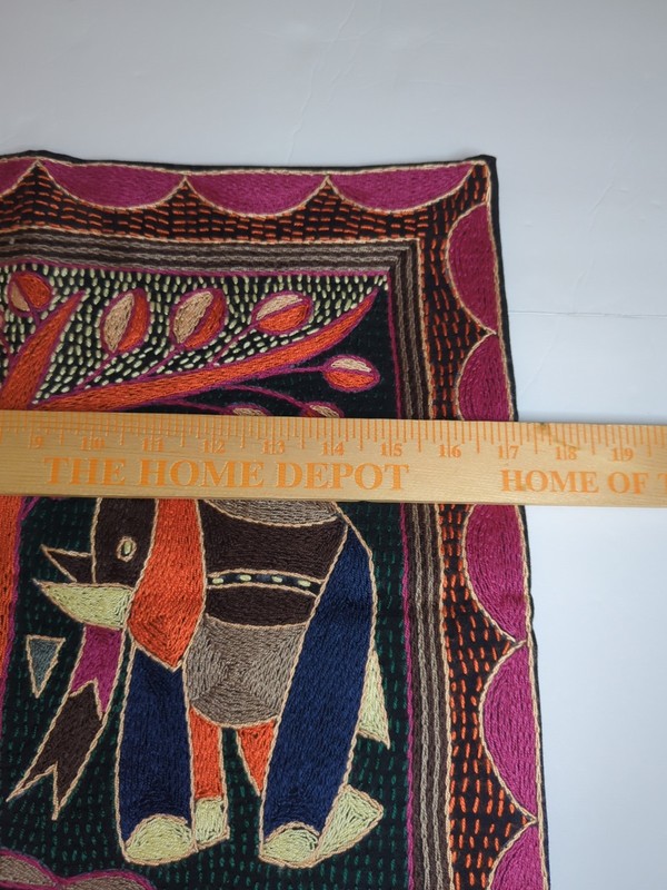 Kaross Hand Embroidered Elephant Pillow Cover South Africa signed Julia gallery