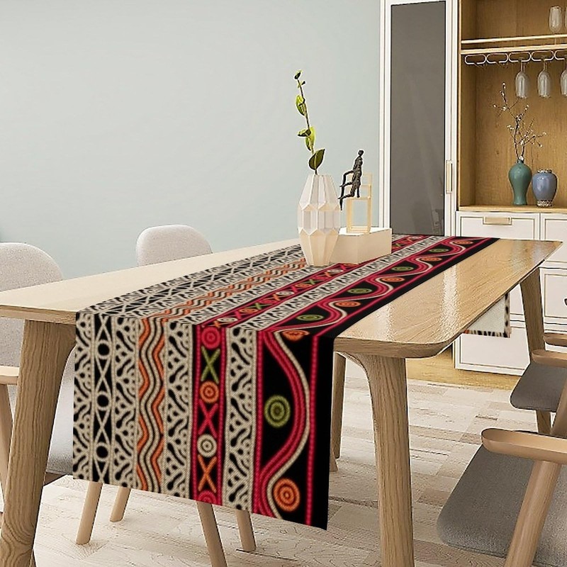 African Geometric Tribal Table Runner Abstract Ethnic Traditional Seasonal Su... gallery