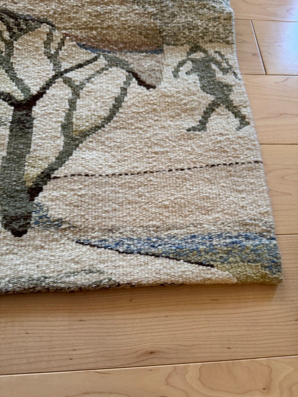 Vintage Zimbabwe Hand Spun Wool Woven Wallhanging 19H x 27W" African Landscape gallery