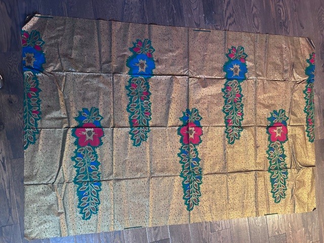 vintage African java print fabric cloth covering authentic gold red green blue gallery