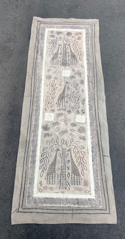 Vintage Artisan African Batik Fabric Hand Painted Wall Art Runner 68×25″ Giraffe