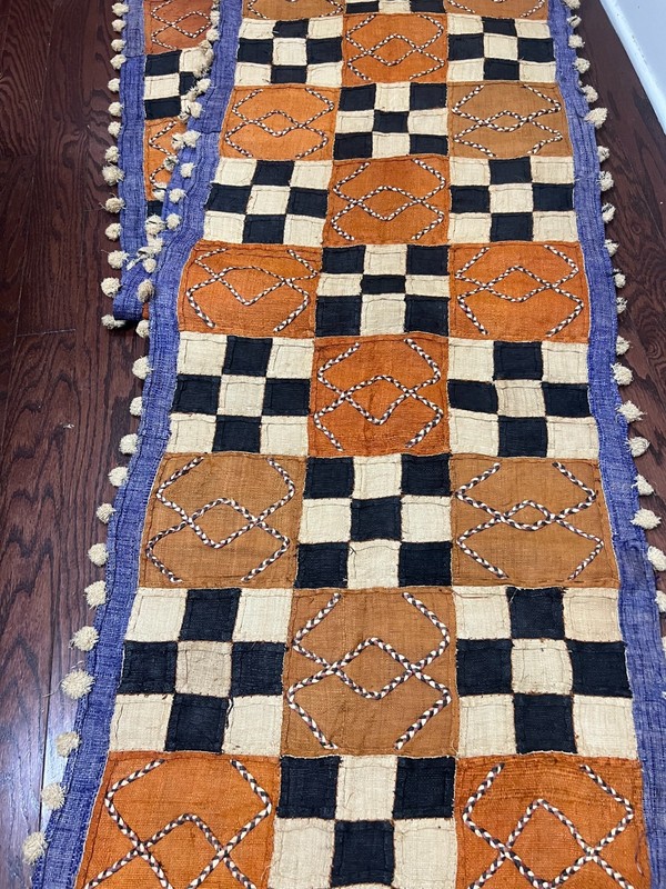 genuine 13 feet African Congo Kuba Raffia cloth fabric natural woven handmade gallery