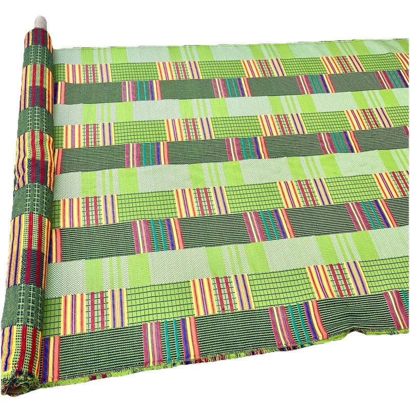Donghia Kente Cloth 4 1/2 Yards Ghana African Tribal Multi Color Med Weight 56”W