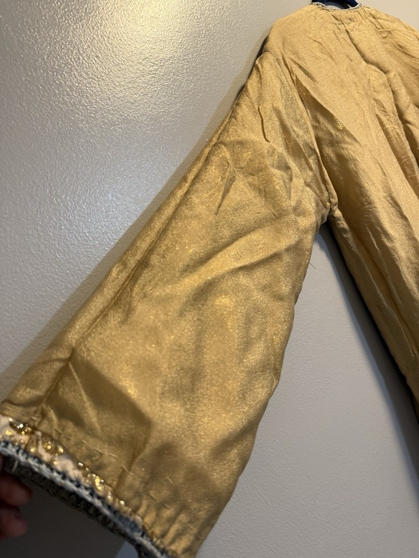 Antique Moroccan Fez Brocade Kaftan - Early 20th C Gold Silk Khrib Takchita Gown gallery