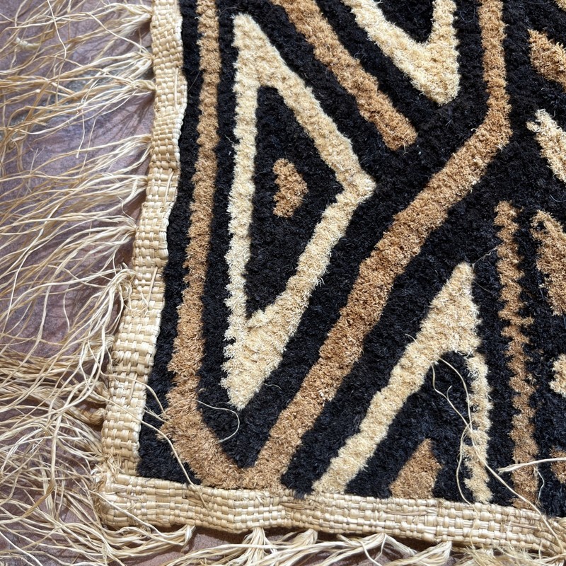 Vtg Kuba Cloth Raffia hand woven 31 X 27 Traditional African Tribal Zaire 1973 gallery