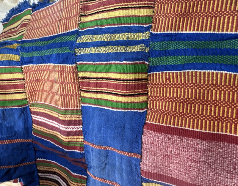 African Kente Cloth Fabric Ghana Patchwork Quilting Piece 53" X 36" Some Issues gallery