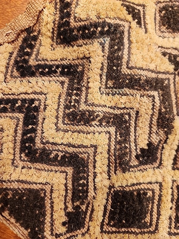 African Kuba Cloth Panel Vintage Hand Tied 20" x 17.5" gallery