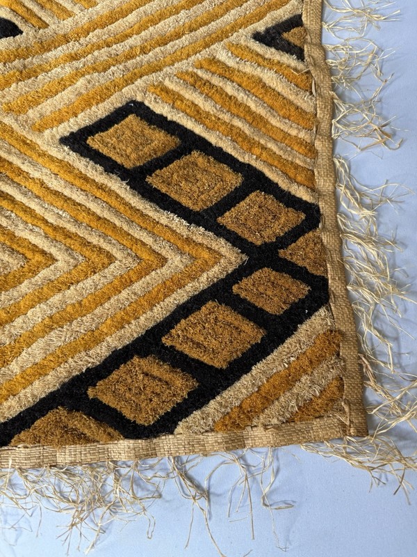 Vintage Handwoven African Kuba Cloth Panel Raffia Textile 28 X 28 gallery