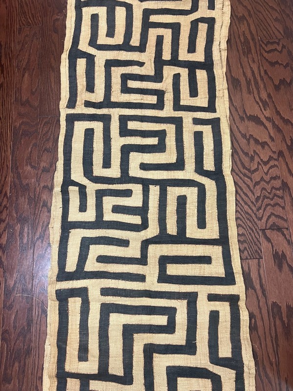 genuine 10 feet African (Congo) Kuba Raffia cloth fabric, natural woven handmade gallery