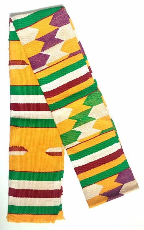 Handwoven Traditional Kente Scarf Ashanti Kente Stole African Textile Art Sash
