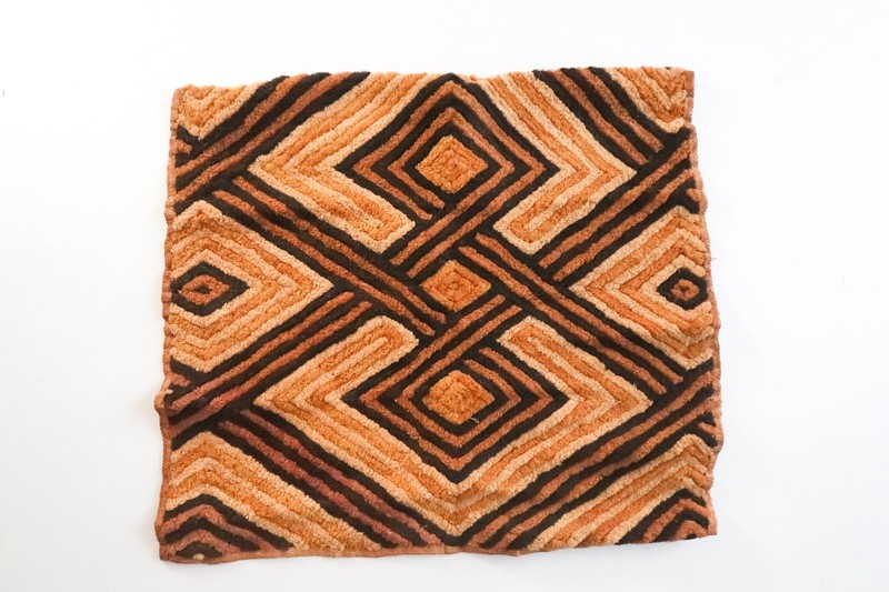 NEW Vintage African Kuba Shoowa Cloth Raffia Textile Panel 24x23 Kasai Velvet 11 gallery