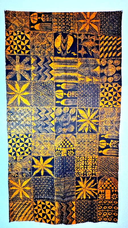 Yoruba batik textile museum quality on damask fabric Oshun Orisha Oshogbo