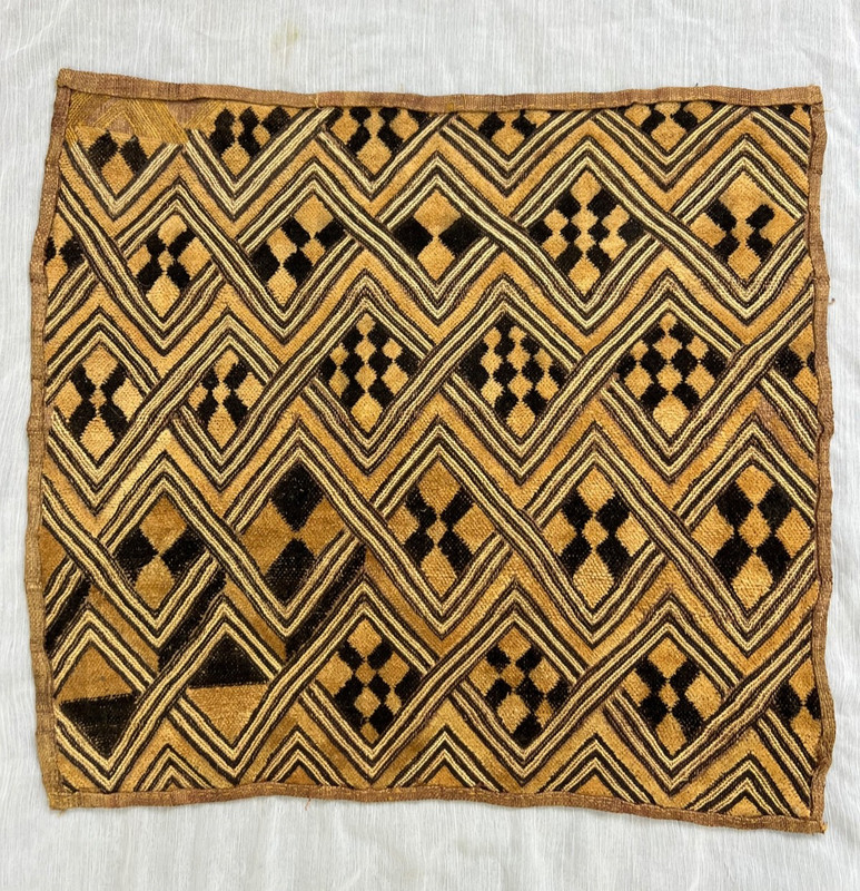 Vintage African Kuba Cloth Raffia Textile Handwoven Congo Tribal Art S17 gallery