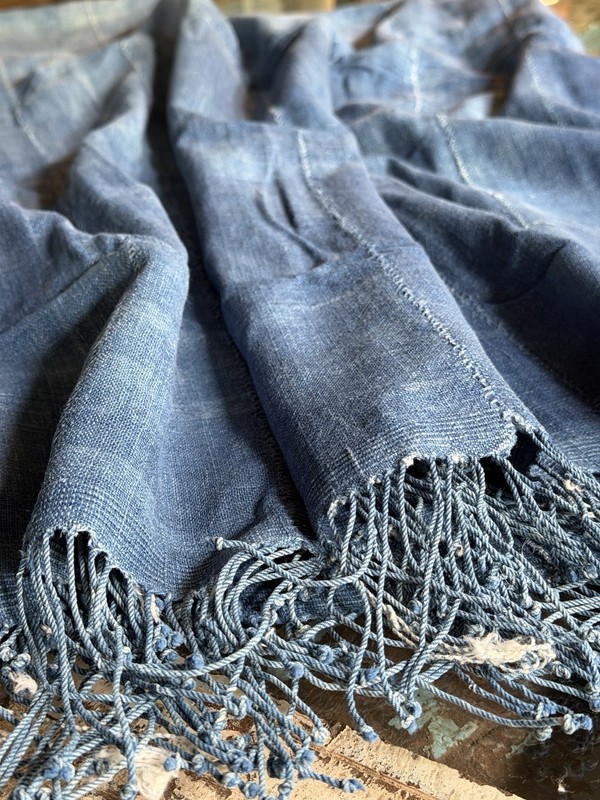 Vintage African Indigo Denim Mossi Mudcloth 67”L x 46” W | No. 72