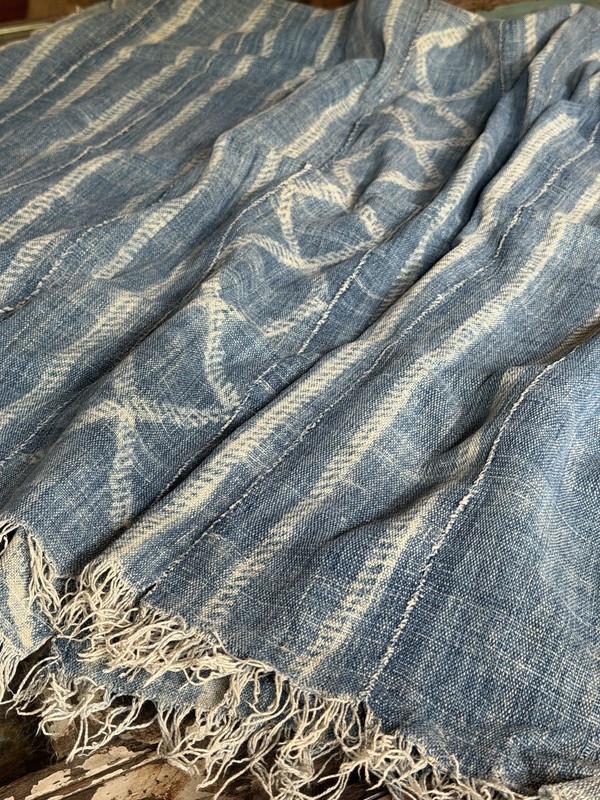 Vintage African Indigo Denim Shibori Stripe Mudcloth | No. 71 gallery