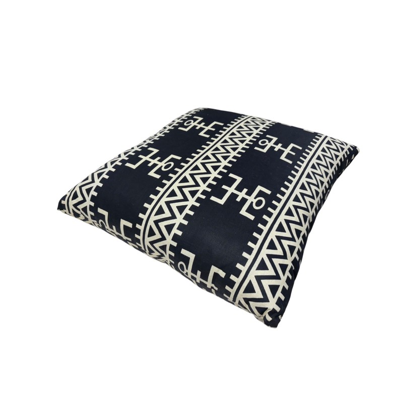#133 African Custom Made Black and White Kente Cloth Pillow 20" gallery
