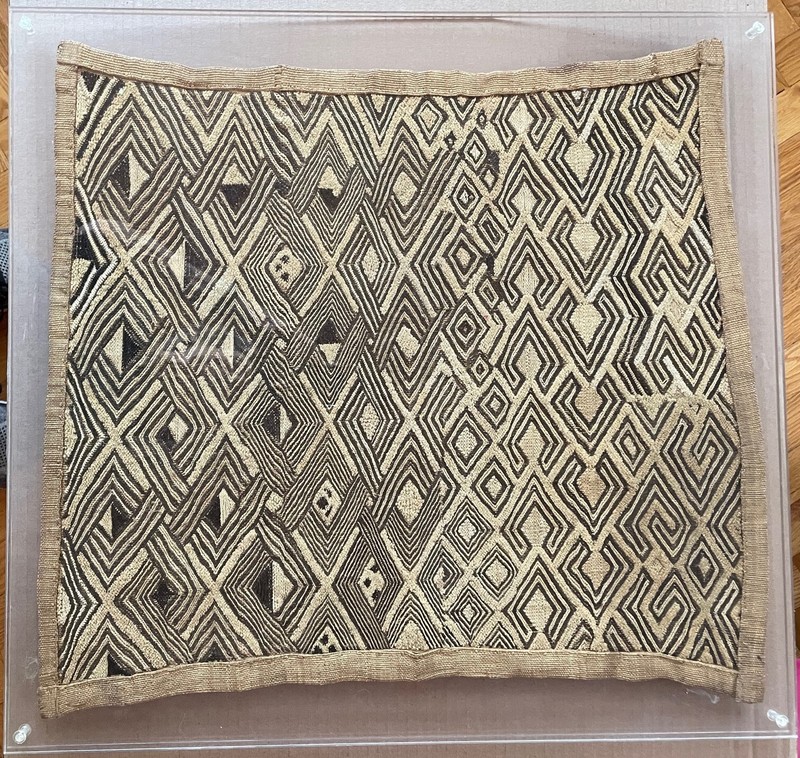 VINTAGE KUBA SHOOWA (D. R. CONGO) CUT PILE RAFFIA PANEL; TWO MOUNTED, Price/ea.