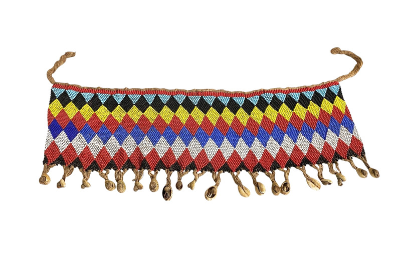 #6316 Ceremonial Skirt Kirdi Beaded Cache Sex Pikuran Cameroon 19″ w