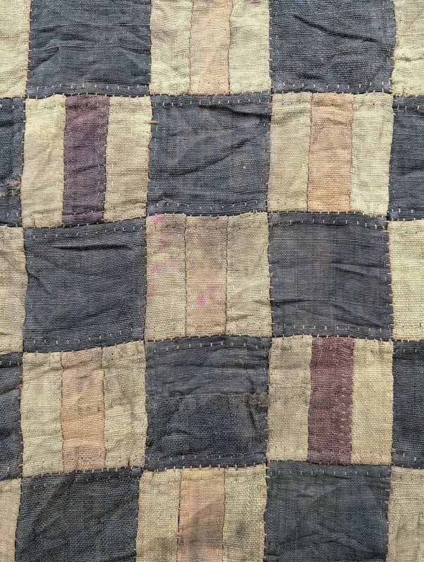 Vintage African Handwoven Patchwork Kuba Cloth Raffia Textile Runner 140x30in gallery