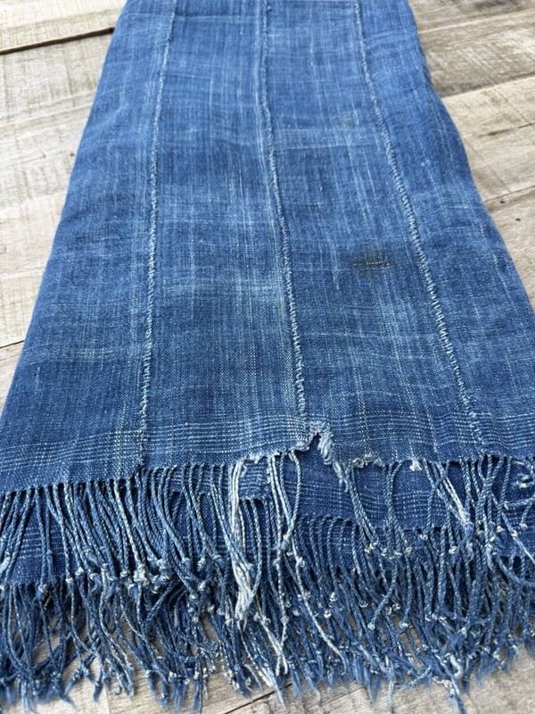 Vintage African Indigo Denim Mossi Mudcloth 79”L x 43”W Textile Throw | No. 169 gallery