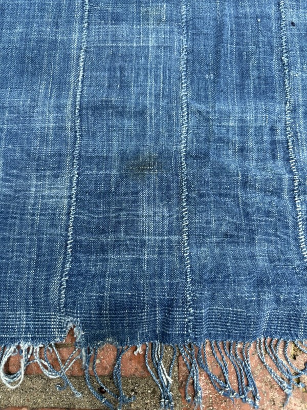 Vintage African Indigo Denim Mossi Mudcloth 79”L x 43”W Textile Throw | No. 169 gallery