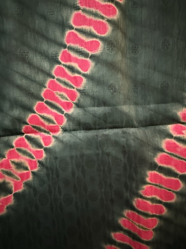 Fabric from Ghana Tie-Dyed Textile Pink and Green, 52” x 1.75 Yards gallery