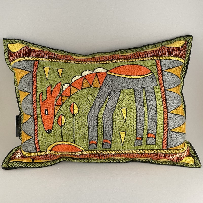 Kaross Embroidered Pillow Giraffe South Africa